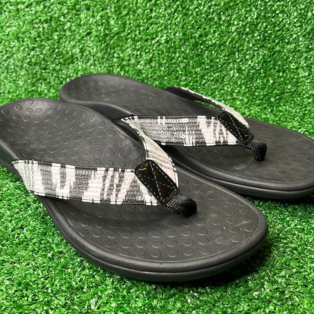 VIONIC Sequin TideSQ Flip Flop Sandals Zebra print SIZE 8